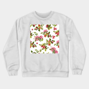 Watercolor small apple tree branch on white Crewneck Sweatshirt